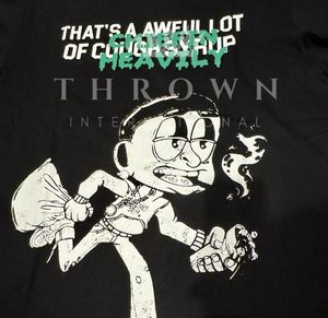 T-shirt homme surdimensionné 100% COTON OEM noir avec impression sérigraphiée crâne 'That's AWFUL LOT COUGH SYRUP 1:1' - Product Image 2