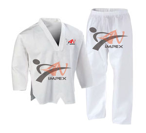 Uniformes professionnels de Taekwondo Polyester doux/coton respirant léger vêtements d'arts martiaux durables Logo personnalisé unisexe - Product Image 2
