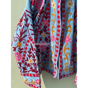 แจ็กเก็ตกำมะหยี่สำหรับผู้หญิงเสื้อแจ็กเก็ตผ้าคอตตอนปักลายดอกไม้ยาวปกติสำหรับฤดูหนาว - Product Image 3