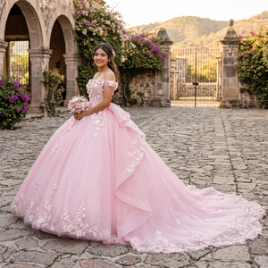 ชุดเดรสงาน Quinceanera สำหรับเด็กผู้หญิง รุ่น 6957 Princess Sweetheart Bonding Regular 3D Flower ลายพิมพ์ป้องกันไฟฟ้าสถิตย์ - Product Image 1