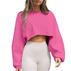 Tops courts de haute qualité pour femmes avec sweat-shirt avec logo personnalisé à imprimé bouffant Meilleur design pour l'hiver prix raisonnable haut court pour femmes - Product Image 2