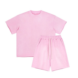 Ensemble chemise et short léger en appliqué 300 GSM, coupe ample, style streetwear personnalisé, tenue estivale deux pièces pour hommes et femmes - Product Image 4