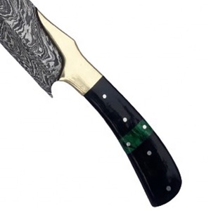 Vente chaude À La Main 13 Pouces Damas En Acier Au Carbone Pliant Chef Couteau Ensemble Noir Vert Résine Laiton Traverser Hacher Viande Cuisine - Product Image 2