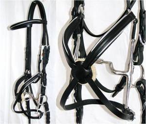 Bride mexicaine rembourrée de confort allemand 8 Muserolle Bridle SILVER PIPING en cuir de haute qualité - Product Image 1