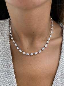 Graceful 14K Yellow Gold Trendy Tennis Necklace 8.95 Ct Pear Cut Lab Grown Diamonds Handmade Prong Setting IGI Certified Unisex - Product Image 3