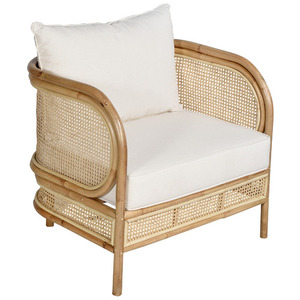 Chaise d'extérieur moderne et écologique en rotin durable avec structure en rotin massif naturel et coussin imperméable pour une utilisation en extérieur - Product Image 3