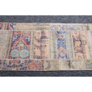 Alfombra Turca de 2.3x7.2 pies, Alfombra Pequeña Vintage, Alfombra de Lana con Diseño de Arcoíris - Product Image 4