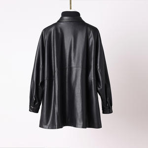 Women's <b>Long</b> PU Leather <b>Jacket</b> Korean Version Casual Style Single Button <b>Waterproof</b> Windproof Pockets Solid Autumn Hot - Product Image 4