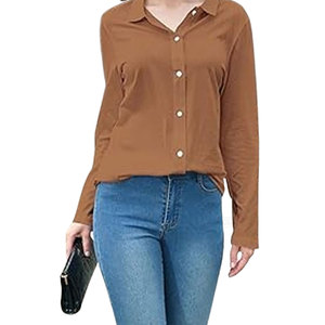 Camisa de Moda para Mujer, Manga Larga, con Botones, Informal, para Uso Diario, Lisa - Product Image 1