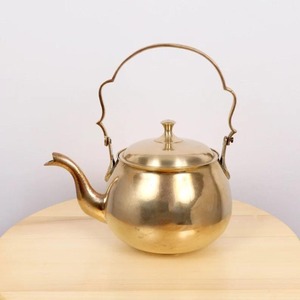 Vintage Brass <b>Kettle</b> Brass Tea <b>Kettle</b> simple design om the sides Vintage solid brass - Product Image 2