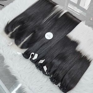 Extensiones de Cabello Humano Vietnamita Virgen Súper Liso de Color Natural con Cierre, Doble Trama a Máquina, 100 Gramos - Product Image 2