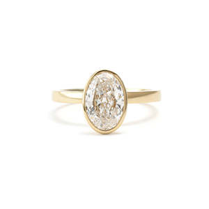 Anillo de Diamante con Corte Oval Delicado, 2 Ct, D-F, VVS1-VS2, Diamante Cultivado en Laboratorio, en Oro Amarillo de 14K y 18K, Regalo de Aniversario de Bodas - Product Image 1