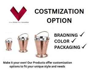 Seau en cuivre et en acier, seau en métal, seau en cuivre et en acier, conteneur en acier et en cuivre, seau en acier doublé de cuivre - Product Image 3