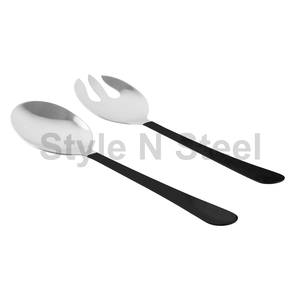 Vente en gros de vaisselle de luxe, grande cuillère de service approfondie en acier inoxydable, soupe, riz, ustensiles en métal, fourchettes incluses - Product Image 2