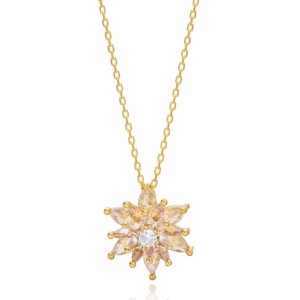 Collier pendentif de luxe en argent sterling 925 fait main en Turquie avec pierre de zircon et motif floral unique, bijoux de fiançailles et de mariage - Product Image 4