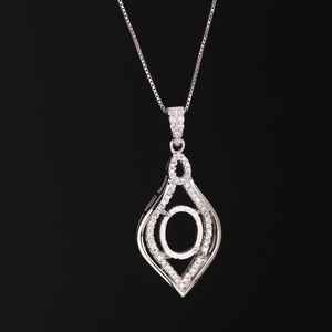 Solid 925 Sterling Silver 9x11mm Oval Semi Mount Pendant Oval Blank Base Stone Setting Fine Handmade <b>Jewelry</b> Keepsake <b>Component</b> - Product Image 1