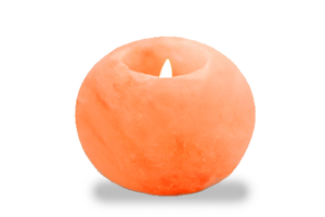 Round Himalayan Pink Salt Candle Holder Eco-Friendly Carved Flower Style - Product Image 3