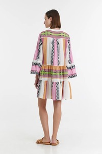 Vestido de verano Vestido túnica de manga larga para mujer Tejido en V Mini vestido cómodo y elegante para mujer Perfecto para un día informal - Product Image 4