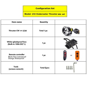 Moteur de propulseur sous-marin en alliage d'aluminium Apisqueen U10 24V 10Kg de poussée 900W pour bateau RC, planche à pagaie, kayak de pêche - Product Image 6