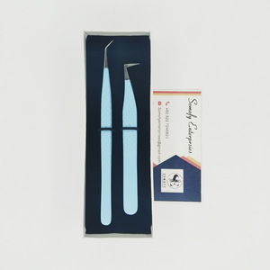 Pince à épiler professionnelle en acier inoxydable Nano Grip Extension de cils 90 45 degrés Volume russe Embouts de fibres durables - Product Image 1