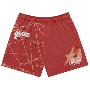 Shorts de malla para mujer, 150 GSM, poliéster transpirable premium, diseño gráfico morado con panel, sublimación, logotipo personalizado, shorts para mujer - Product Image 2