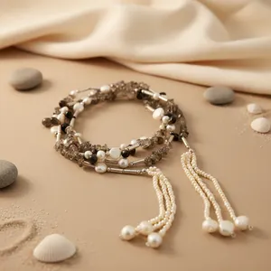 สร้อยคอมุกแฟชั่นสำหรับผู้หญิงประดับด้วยอัญมณี - Product Image 2
