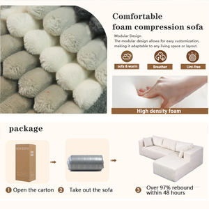 Sofá sin hueso comprimido para sala de estar en forma de L, sofá seccional, sofá de esquina Foshan, fabricante Canap Compress Meuble De Salon - Product Image 4