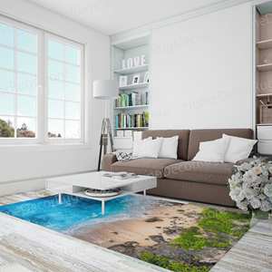 Alfombra Estampada - Moderna con Diseño de Paisaje Marino, para Cuarto de Niños, Pasillo o Entrada, Alfombra de Chenilla - Product Image 5