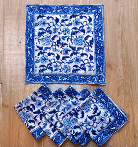 Dessous de verre à thé matelassé en coton en tissu imprimé bloc durable et durable avec bord passepoil, marmites à boissons chaudes, tapis, accessoires de table - Product Image 2