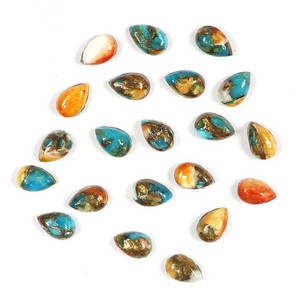 Natural Espinosa ostra cobre turquesa piedra preciosa 6x4mm forma de pera suave pulido suelto cobre turquesa cabujón regalo para ella - Product Image 2