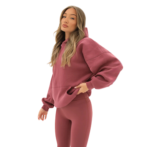 Sudadera Extra Grande para Mujer, 50% Algodón, 50% Poliéster, Estilo Berry, Sudadera con Capucha, Ropa de Calle, Hombros Caídos, Corte Holgado, Moda de Invierno - Product Image 5