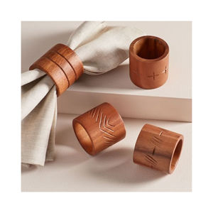 ห่วงรัดผ้าเช็ดปากทำจากไม้ธรรมชาติ,ที่ใส่แหวนผ้าเช็ดปากรูปทรงกลมสำหรับใช้ในบ้านโรงแรมและภัตตาคาร - Product Image 2