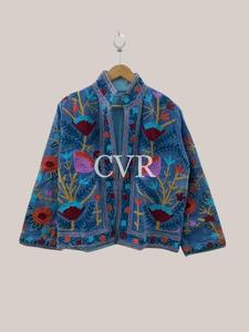 เสื้อโค้ตผ้าฝ้ายปักลายดอกไม้ คอจีน แขนยาว ไซส์ใหญ่ เสื้อคลุมฤดูใบไม้ร่วงสำหรับผู้หญิง สไตล์จีน - Product Image 1