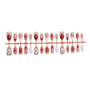 Vente en gros d'usine : <span class=keywords><strong>Faux</strong></span> <span class=keywords><strong>ongles</strong></span> européens et américains, style doux et cool, motif floral, fil rose, forme amande, longs, produit fini - Product Image 6