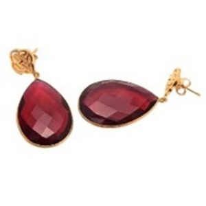 Pendientes en forma de pera de Plata de Ley 925, Gema de cuarzo rubí, novedad - Product Image 1