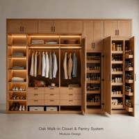Système de dressing modulaire en chêne massif avec tiroirs, armoire de rangement pour garde-manger, taille personnalisée pour villa et hôtel