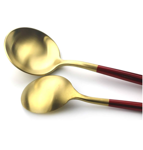 Ensemble de couverts en métal ensemble de cuillère fourchette et couteau en laiton ensemble de couverts en acier miroir et outils de service manche blanc top vente - Product Image 6