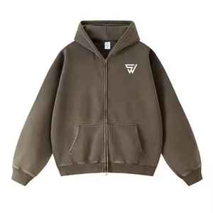 2025 Fabricant Blanc Hommes Acide Lavé Hoodies Personnalisé Lourd 100% Coton Stone Wash - Product Image 4