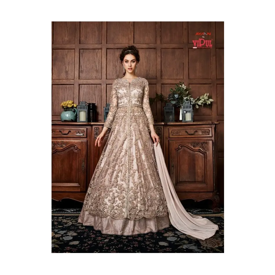 Высококачественное платье Anarkali из хлопка и шелка для свадебной и вечерней одежды для женщин по оптовой цене от производителя из Индии
