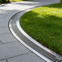 Caniveau de drainage linéaire dissimulé personnalisé en acier inoxydable 304, courbé, pour allée, extérieur, parc, propriétés anticorrosion