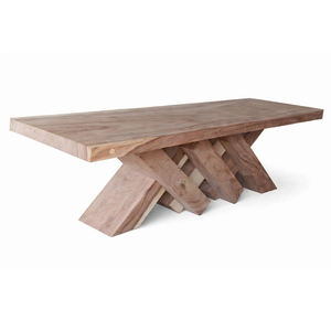 Modern Minimalist Style Straight Edge Suar <b>Wood</b> Dining <b>Table</b> with Cross X Base Legs <b>Solid</b> <b>Wood</b> for Restaurant and Hotel Use - Product Image 2