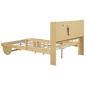 เตียงเด็กขนาดใหญ่รูปทรงรถหมี สไตล์การ์ตูนน่ารัก โครงเตียงไม้เนื้อแข็ง ดีไซน์ปลอดภัย พร้อมฟังก์ชั่นจัดเก็บ - Product Image 3