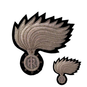 Handmade Badges Customized Handmade Crest Embroidered Bullion Wire Pocket Badge Irregular Shape Gold and <b>Silver</b> Wings Design - Product Image 4