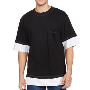 Camiseta de Hombre con Logotipo Personalizado OEM, Cuello Redondo, Algodón, Manga Corta, Lisa, Básica, Teñida, Transpirable, Negra, para Verano - Product Image 3