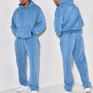 Conjunto de Sudadera con Capucha y Pantalones Deportivos Holgados con Estampado de Diamantes de Imitación y Lavado Ácido, Transpirable, para Hombre - Product Image 2