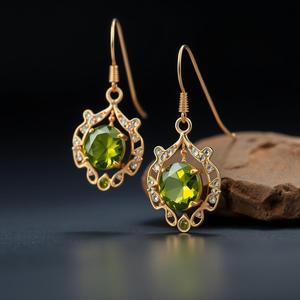 Handmade 925 Sterling Silver Drop <b>Earrings</b> with Peridot Gemstone <b>Beautiful</b> Trendy Style for Weddings or Gifts Amazing Design - Product Image 5
