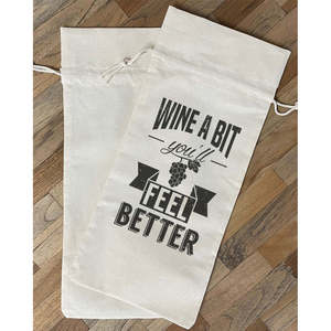 Winery Tote Bags with 'Wine a Bit You'll Feel Better' Design Washable PP and PVC <b>Material</b> Gift Bag - Product Image 1
