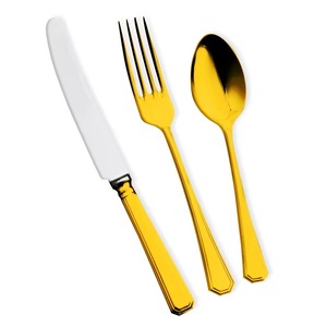 Couverts en acier inoxydable utilisés dans la cuisine Tabletop Cafe Home Top Design Meatl Poignée Argent Couleur Plaqué Ensemble De 3 Ensembles De Couverts - Product Image 2