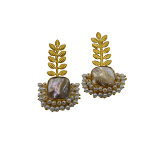 <b>Hot</b> Selling Best Quality Brass Material Jewelry Gold-plated Mother of Pearl <b>Stone</b> Stud Earring Jewelry for Girls and Women - Product Image 2