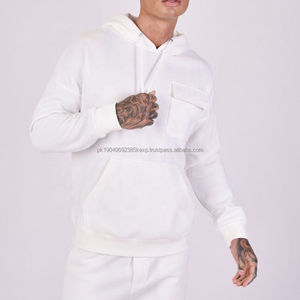 Conjunto de Sudadera con Capucha y Pantalones Deportivos de Felpa 100% Algodón Blanco Personalizado para Hombre, Lavado Ácido, Impresión DTG - Product Image 6